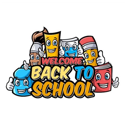 Premium Vector | Welcome back to school characters with funny education cartoon mascots