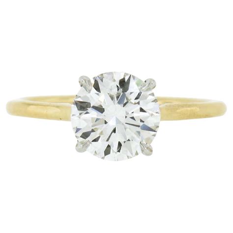 Tiffany and Co. 18k Gold Platinum Round Diamond 1.09ct I IF Engagement ...