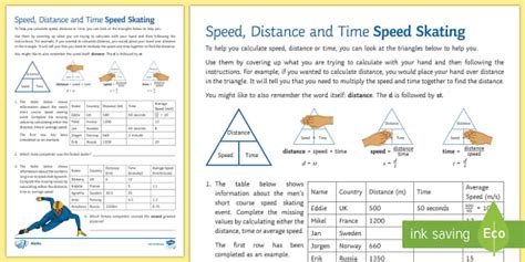 Speed, Distance and Time: Speed Skating Worksheet - Twinkl