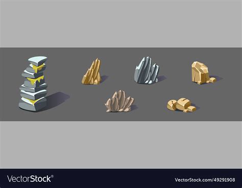 Rock and solid stone as game element isolated Vector Image