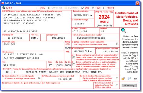 1098-C Software to Create, Print & E-File IRS Form 1098-C