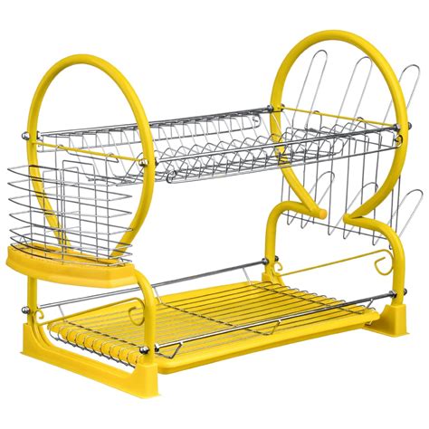 Premier Housewares Yellow 2-Tier Dish Drainer