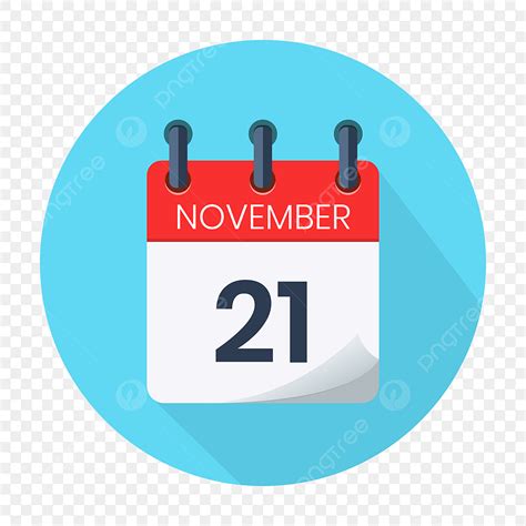 November Month Clipart PNG Images, November 21 Vector Daily Calendar Icon Date And Month Day ...