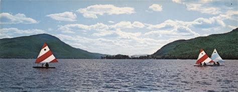 Boating on Lake George New York Large Format Postcard