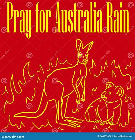 Pray for Australia Rain with the Inscription Vector Illustration Poster Stock Illustration ...