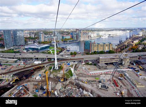 O2 Arena and the Emirates Cable Car in Greenwich, London, United Kingdom Stock Photo - Alamy