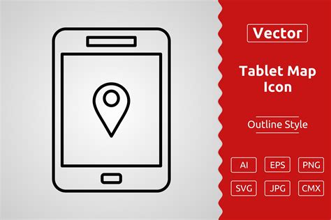 Vector Tablet Map Outline Icon Graphic by Muhammad Atiq · Creative Fabrica