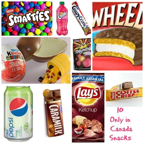 the collage has many different types of snacks