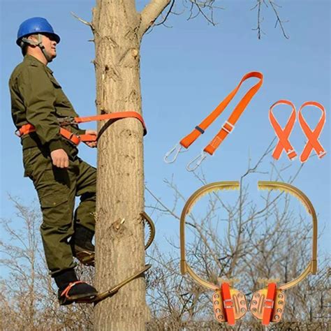 TREE CLIMBING GEAR Spike Safety Harness Adjustable Rope Belt Wooden Foot Buckle $62.00 - PicClick