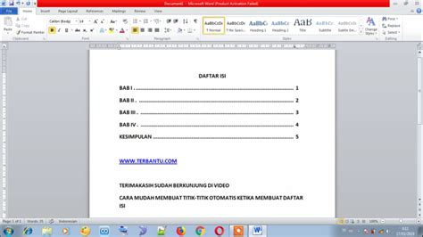 Cara Buat Daftar Isi Di Word 2010