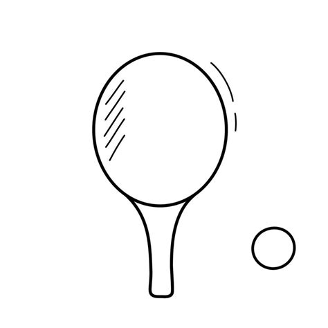 Ping pong ball and rocket. Sports doodle vector illustration isolated ...