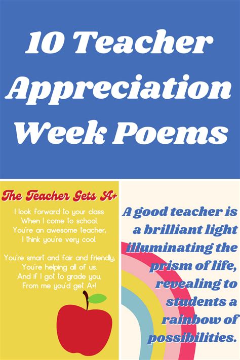 10 Thoughtful Teacher Appreciation Week Poems - Darling Quote