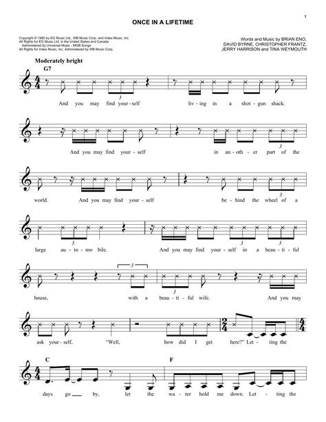 Talking Heads - Once In A Lifetime sheet music