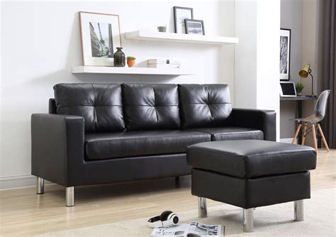 Braxton Small Space Convertible Sectional, Black color - Walmart.com