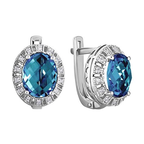 London blue topaz leverback earrings in white gold | Golden Flamingo