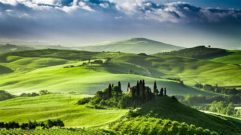 HD wallpaper: blue sky, artwork, landscape, clouds, field, grass, lake ...