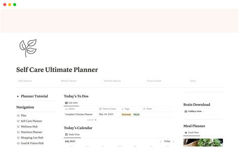 Self Care Ultimate Planner | Notion Template