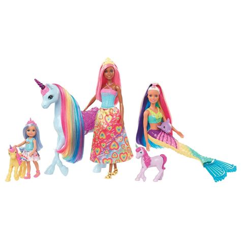 Mattel Barbie Rainbow Dreamtopia Gift Set - 3 Dolls, 3 Unicorns and a Dolphin - Walmart.com ...