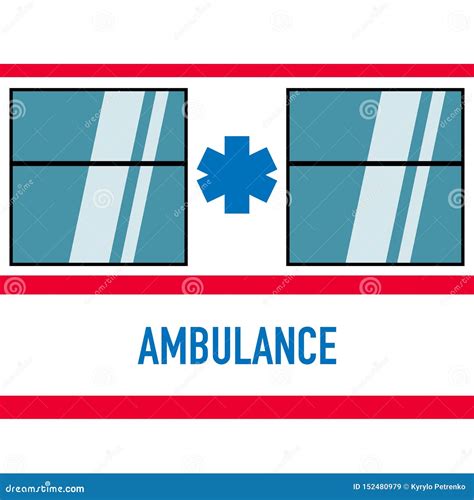 Ambulance Car in Flat Design White Red Stock Vector - Illustration of ...