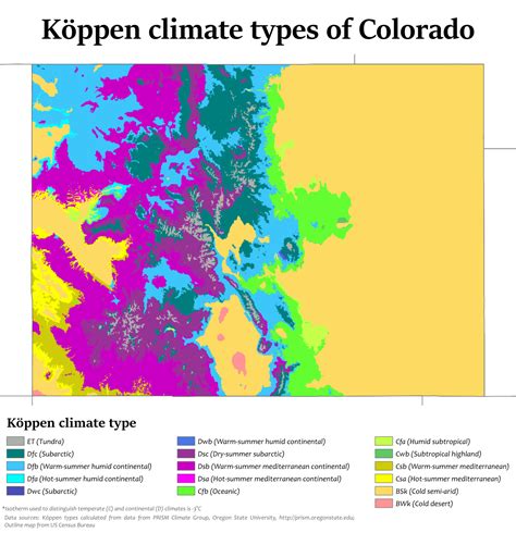 Köppen climate types of Colorado