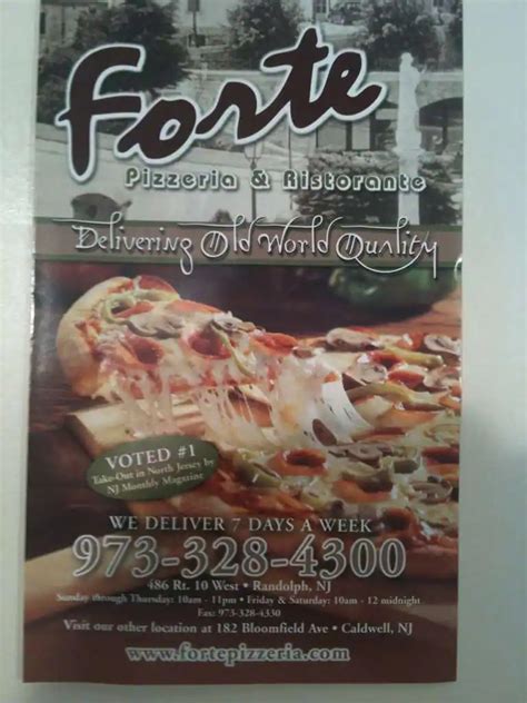 Forte Pizzeria Menu, Menu for Forte Pizzeria, Randolph, Randolph ...