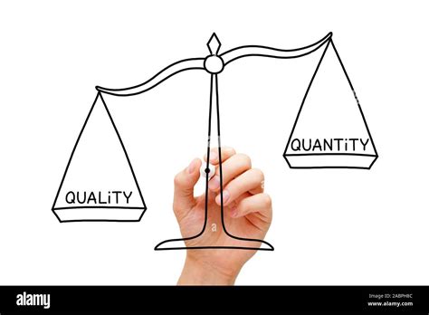 Hand drawing Quality over Quantity scale concept. Quality is more important than Quantity Stock ...