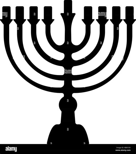 Menorah for Hanukkah, Vector illustration. Religion icon. Silhouette ...