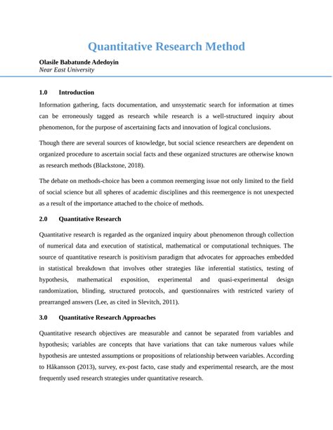 Quantitative Research Examples