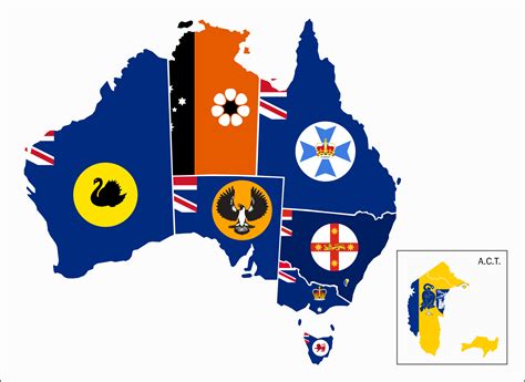 flag map of australia - states and mainland territories : r/MapPorn