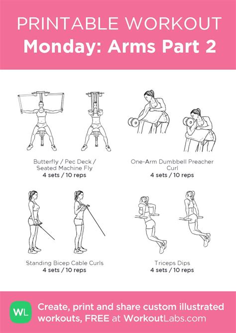 Monday: Arms Part 2 | Gym workout plan for women, Workout gym routine ...