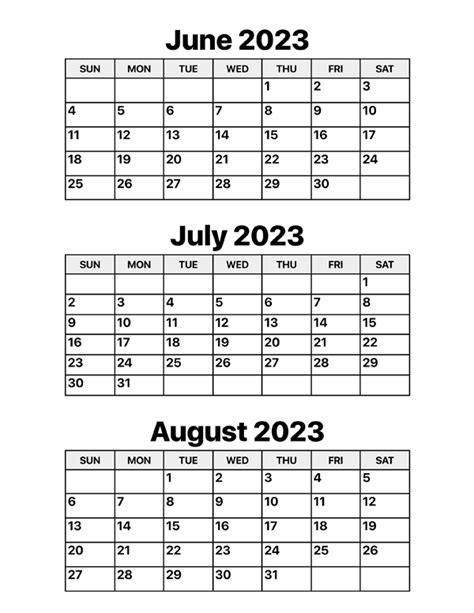 June July August 2023 Calendar – Calendar Options