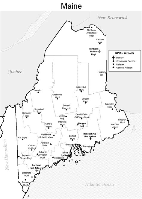 Maine Airport Map - Maine Airports | Airport map, Maine map, Map