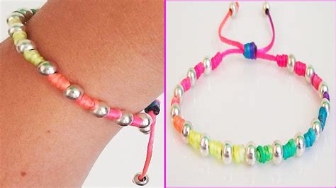 Diy Bracelets with beads with string friendship bracelets tutorial How to make a bracelet easy