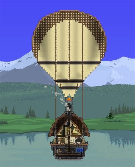 Steampunker's Hot-air Balloon | Terrarium base, Terraria house design, Terraria castle