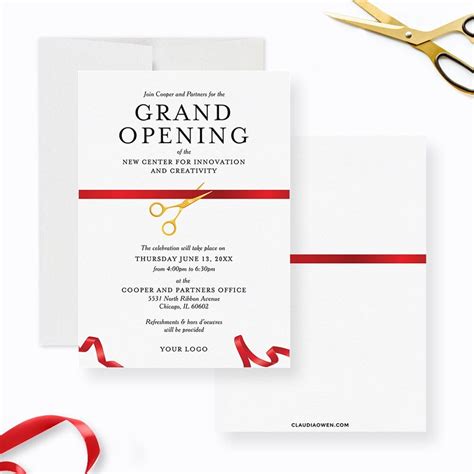 Grand Opening Ribbon Cutting Ceremony Launch Party Invitation, New ...