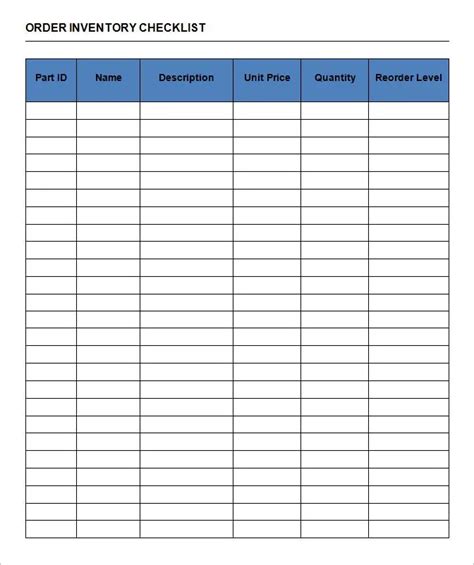 Inventory Template Word - Printable Word Searches