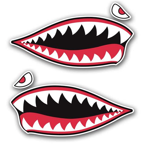 Buy 2pc Shark Teeth Sticker Vinyl Decal Set Hard Hat Motorcycle helmet ...