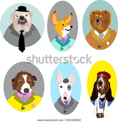 Dogs Suits Cartoon Characters Vector Set Stock Vector (Royalty Free ...