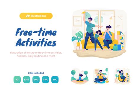 Free-time Activities Vector Illustration Pack on Behance