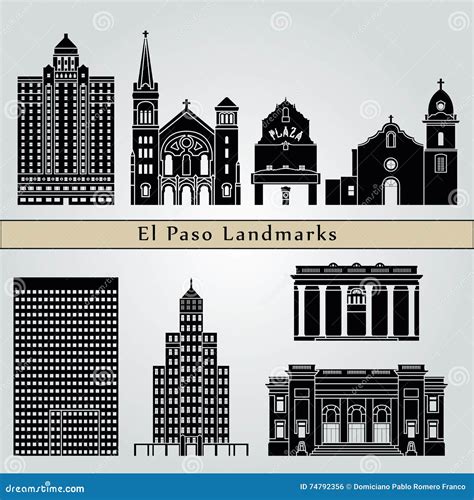 El Paso Landmarks and Monuments Stock Vector - Illustration of city ...