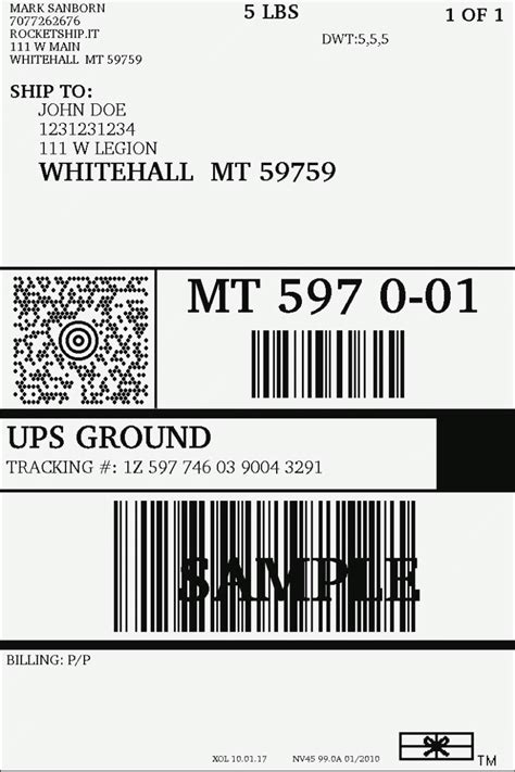 Ups Printable Label