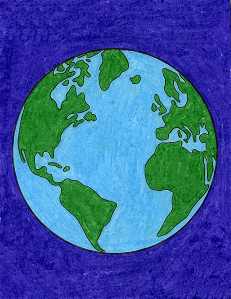 Simple The way to Draw the Earth Tutorial and Earth Coloring Web page - Artshow24