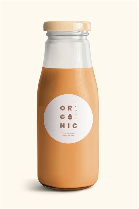 Download premium psd of Organic milk tea in a glass bottle with a label | Bottle packaging, Milk ...