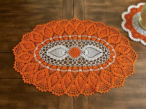 Fall Lace Doily Pumpkin Table Doily Pineapple Crochet Doily Farmhouse Decor Wedding Gift Coffee ...
