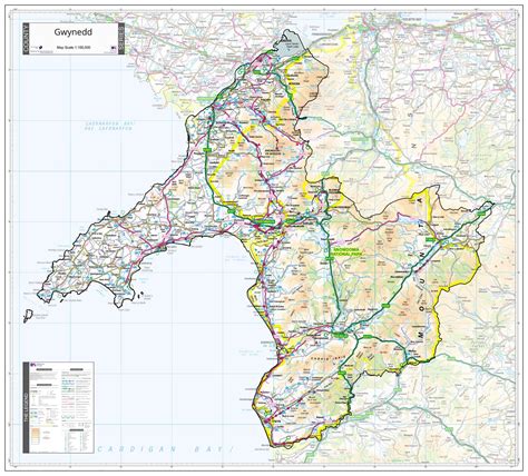 County Map of Gwynedd 1040 x 940mm