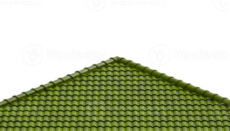 Green roof tiles in fern or dark moss color tones on transparent ...