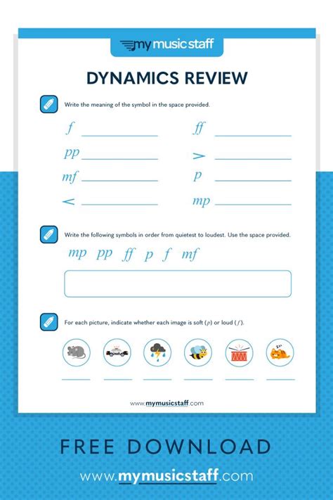 Dynamics Review Activity Sheet | Music theory lessons, Elementary music ...