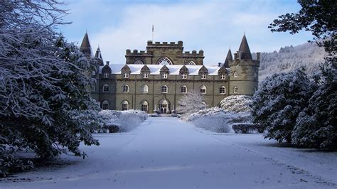 architecture, Landscape, Castle, Trees, Scotland, Winter, Snow, Forest ...