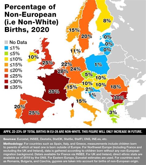 Percentage of non-white births in Europe in 2020 : r/MapPorn