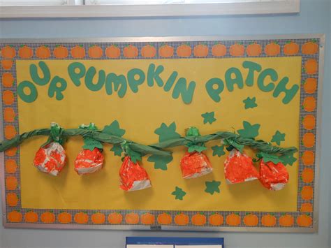 "Our Pumpkin Patch" bulletin board. The pumpkins were made by the students using a paper ...